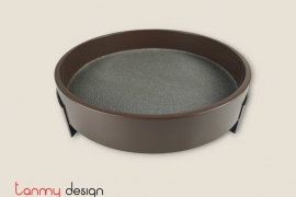 Brown round lacquer tray 21,5*21,5*H6cm